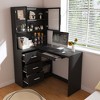 Okak 43.31IN Modern L Shaped Desk with Glass Cabinets, Corner Desk with Storage Shelves and Keyboard Tray, Computer Desk for Home, Office - 2 of 4