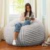 Jaxx Saxx 4ft - Large Round Bean Bag for Adults - Made in the USA - Luxuriously Soft Plush Faux Fur, Grey - 3 of 4