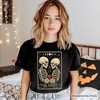 Skeleton The Lovers T-Shirt, Tarot Card Gothic Moon Phases Rose Tee Black L - 4 of 4