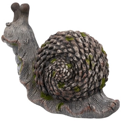 Gray and Green Ceramic Snail Garden Statue - 15"