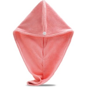 Super Absorbent Microfiber Hair Towel Wrap with Button Closure – Twist Turban for Quick Drying and Frizz-Free Hair - 1 of 4