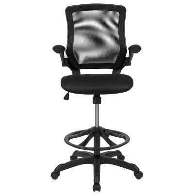 Ergonomic Mid-Back Mesh Drafting Chair with Adjustable Arms, Black