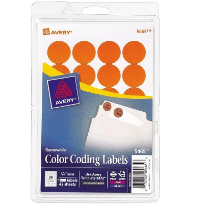 Avery Laser/Inkjet Identification & Color Coding Labels 0.75"Dia. Orange 166744