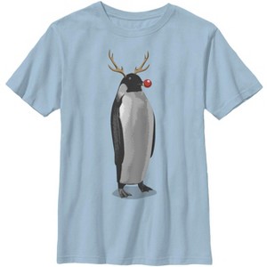 Boy's Lost Gods Christmas Penguin Reindeer T-Shirt - 1 of 3