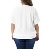 Women's Plus Size Eyelet Double Layered Hem Crew Neck Batwing Sleeve Casual Summer Blouses - Agnes Orinda - 4 of 4
