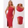 Allegra K Women's One Shoulder Sleeveless Formal Party Slit Fashion Sheath Dress - 2 of 4