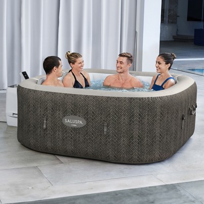 Bestway SaluSpa 6-Person Brown Inflatable Square Hot Tub with Seats and Headrest
