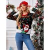 Coolmee Women's Funny Sweaters Crew Neck Reindeer Christmas Tree Santa Clause Jacquard Long Sleeve Button Knit Festival Sweaters XL Black - 4 of 4