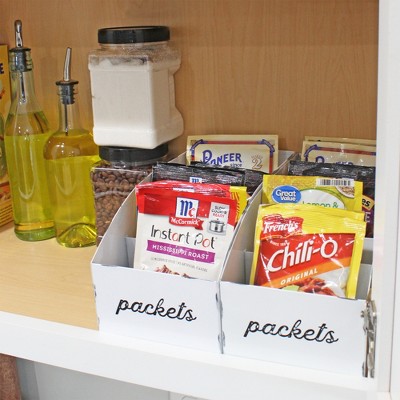 White Enamel 4-Compartment Packet Organizers, Set of 2