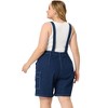 Agnes Orinda Women's Plus Size Denim Overalls Cross Back Cargo Pocket Adjustable Strap Jeans Shortalls - 4 of 4