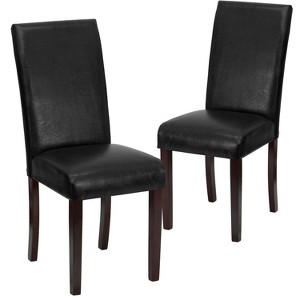 Emma and Oliver 2 Pack Black LeatherSoft Parsons Chair with Solid Hardwood Frame Construction - 1 of 4