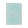 Teal Blue Aqua And Ivory Floral Washable Indoor Outdoor Area Rug - 3 of 4