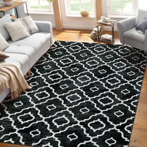 Washable Area Rugs for Living Room Bedroom Decor Modern Trellis Carpet Non Skip Floor Mats Distressed Large Rug for Dining Room Office - 1 of 4