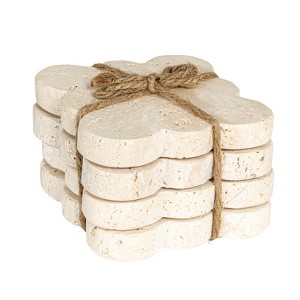 Storied Home Tuscan Elegance Travertine Coaster Set, Natural, Set of 4 - 1 of 4