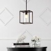 8.13" 1-Light Quinn Industrial Farmhouse Iron/Glass LED Pendant Oil Rubbed Bronze - JONATHAN Y: ETL Listed, Adjustable Height - 3 of 4
