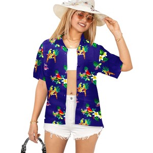 LA LEELA Hawaiian Shirts Womens Summer Beach Party Blouse Shirt Colorful Blouses Short Sleeve Vacation Dress Shirts Tank Top for Women - 1 of 4