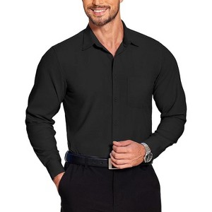COOFANDY Men's Long Sleeve Muscle Fit Dress Wrinkle-Free Button Down Business Casual Shirts - 1 of 4