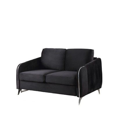 VYNXARIA 54" Black Velvet Modern Chic Loveseat Couch,Sofa for Living Room Bedroom