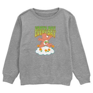 Boy's Care Bears Earth Day Everyday Forest Friend Bear Sweatshirt - 1 of 3