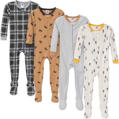 Gerber Toddler Boys' Snug Fit Footed Pajamas, 4-Pack, Moose - image 1 of 4