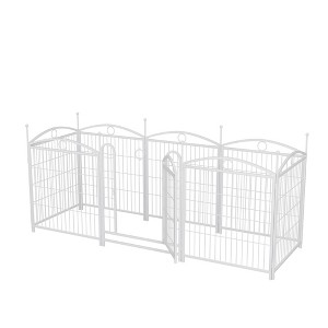 SEVOBAL Pet Crates and Houses 8 Panel Metal Dog Playpen with Doors for Indoor Outdoor Yard Living Room, White, 52"*52"*32" - 1 of 4