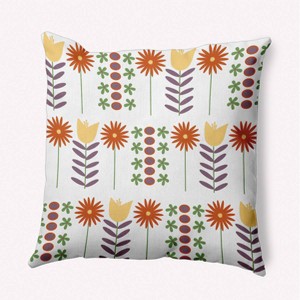 16"x16" Daisy May's Garden Square Throw Pillow White - e by design: Decorative Floral Indoor Cushion - 1 of 4