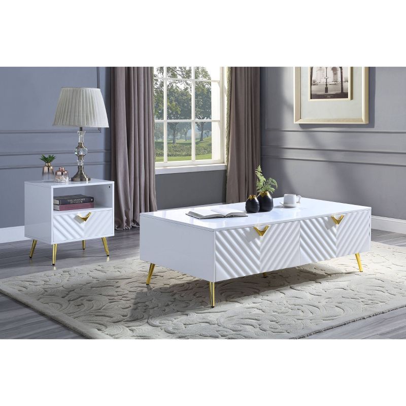53&#34; Gaines Coffee Table White High Gloss Finish - Acme Furniture, 1 of 6