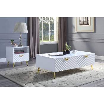 53" Gaines Coffee Table White High Gloss Finish - Acme Furniture