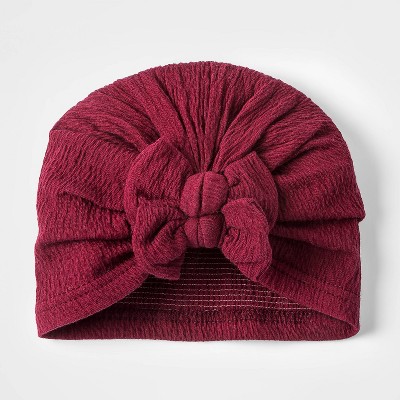 Image of Toddler Girls' Knit Turban Hat - Cat & Jack™ Burgundy 0-6M