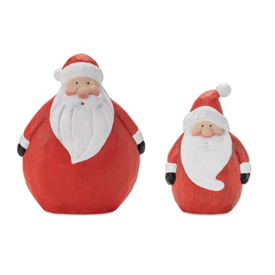 Round Wood Santa Figurine (Set of 4)