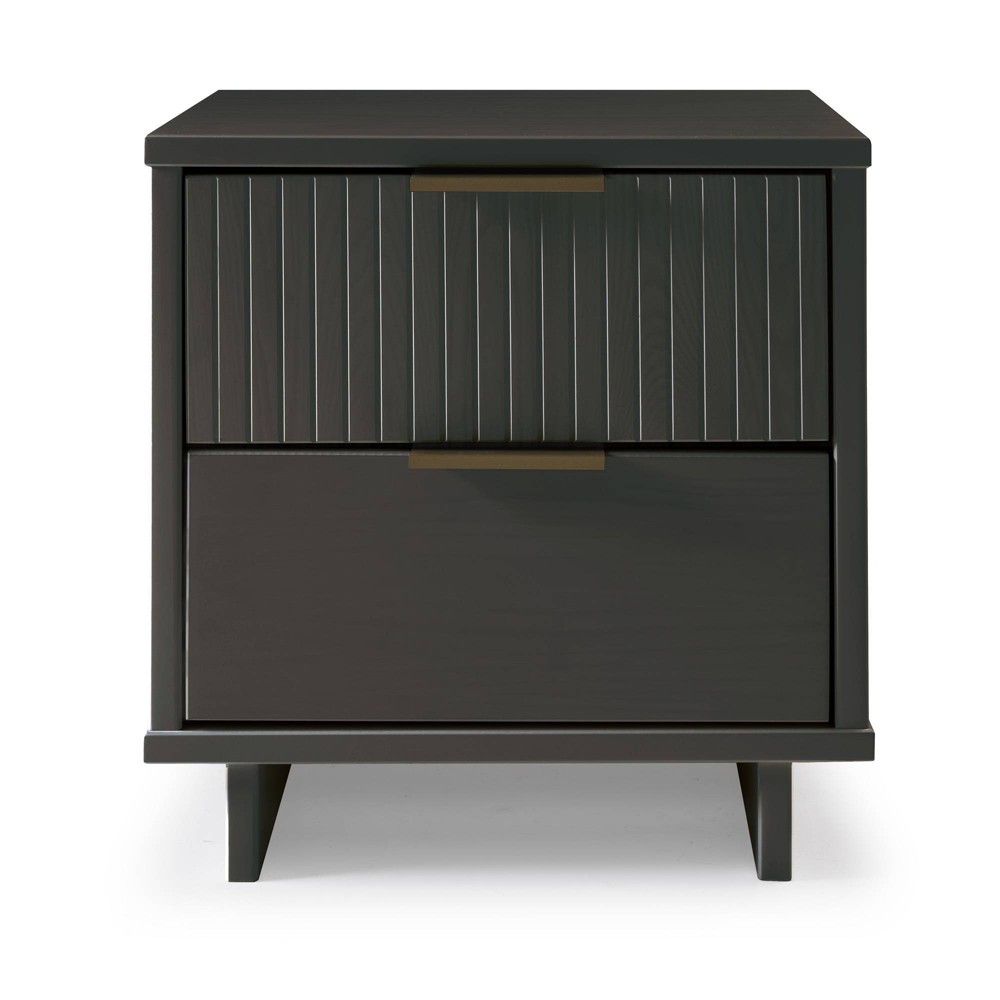Granville Modern 2 Drawer Nightstand Dark Gray - Manhattan Comfort: Soft Close, UV Painted, Metal Handles