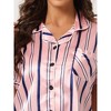 cheibear Women's Prints Button Down Shirt Shorts Satin Pajama Set 2 Pcs - 4 of 4