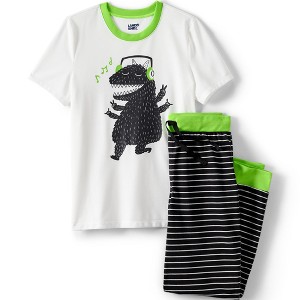 Lands' End Kids Short Sleeve Top and Jogger Bottom Pajama Set - 1 of 2