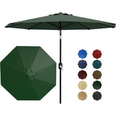 9FT Patio Umbrella Outdoor, Market, Table Umbrella with Push Button Tilt and Crank, 8 Sturdy Ribs for Garden, Pool, Deck, Backyard