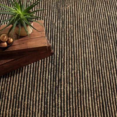 Bunny Williams Black Stripe Wool-Blend 2' x 3' Handmade Rug