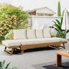 Outdoor 3-Seat Patio Daybed Sofa with Foldable Arms, Acacia Wood Frame and Removable Beige Cushions, Modern Lounge for Garden-Maison Boucle - 2 of 4