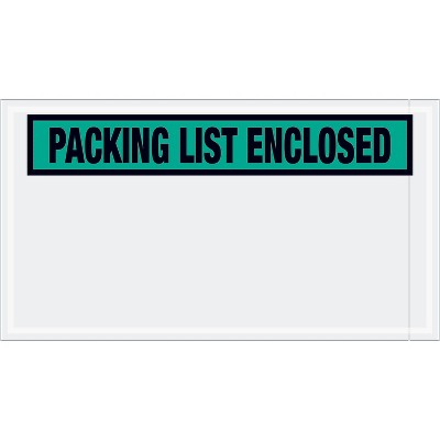 Tape Logic "Packing List Enclosed" Envelopes 5 1/2" x 10" Green 1000/Case PL432