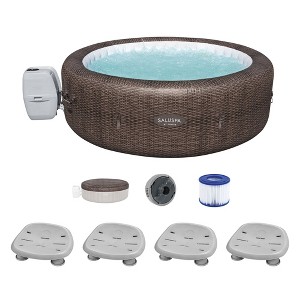 Bestway Coleman St Moritz AirJet Inflatable Hot Tub with EnergySense Cover and 4-Pack of SaluSpa Underwater Non-Slip Spa Seat with Adjustable Legs - 1 of 4