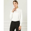 INSPIRE CHIC Women's Office Keyhole Elegant Stand Collar Long Sleeve Button Blouse - 3 of 4