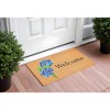 HomeRoots 17" X 29" Natural and Blue Coir Floral Welcome Outdoor Door Mat - 2 of 3