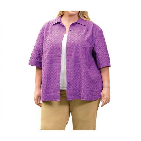 Women's Cotton Short Sleeve Peony Shirt - Plus - On The Plus Side - image 1 of 2