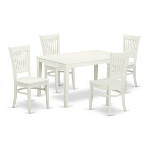 5 Piece Dinette Set - Wood Dining Table & Chairs - Linen White Cottage Style - 1 of 4