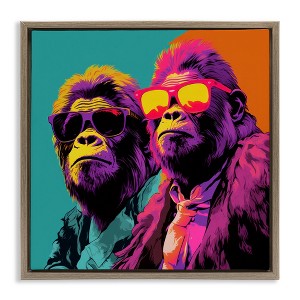Stupell Industries Pop Style Gorilla Duo Floating Frame Canvas Art - 1 of 4