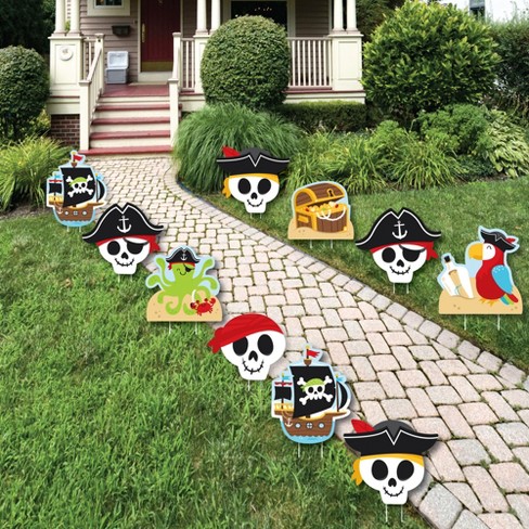 Big Dot Of Happiness Pirate Ship Adventures Octopus And Crab, Parrot,  Treasure Chest Lawn Decor Outdoor Skull Birthday Party Yard Decorations 10  Pc : Target