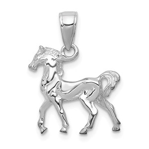 Black Bow Jewelry 14k White Gold 3D Prancing Horse Pendant - 1 of 4