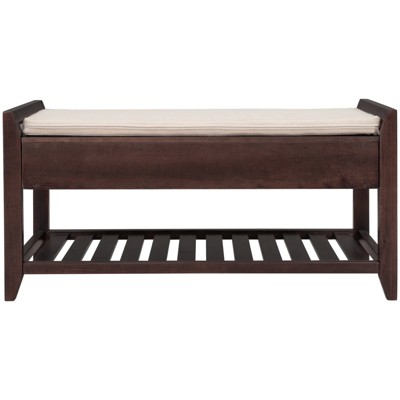 FONTOI Shoe Rack with Cushioned Seat and Drawers, Shoe Racks with Sliding Drawers, Ridded Base, Handles, Espresso, 14"*19.8"*39"