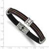 Black Bow Jewelry Men's 8mm Stainless Steel, Black & Brown Leather Bracelet, 8.25 Inch - 4 of 4