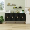 Carved 4 Door Sideboard ,Sideboard Buffet Cabinet With Storage ,Modern Coffee Bar Cabinet With Adjustable Shelf For Living room,Diningroom,Kitchen - 2 of 4