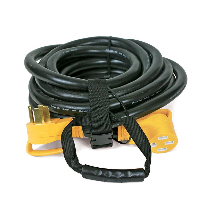 Camco Power Grip Outdoor 30 ft. L Black Extension Cord 6/3 + 8/1 STW, 1 of 2