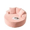 XIZZI Plush Round Sofa for Living Room, Soft Polyester Fabric with Spring & Sponge, 58.26" Circular Cozy Chair in Beige/Gray/Black/Pink/Green - 2 of 4
